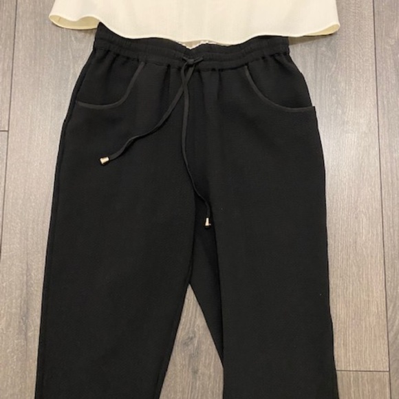 TED BAKER LONDON Heidey White Black Draped Textured Sleeveless Jumpsuit Size 0 - Picture 3 of 12